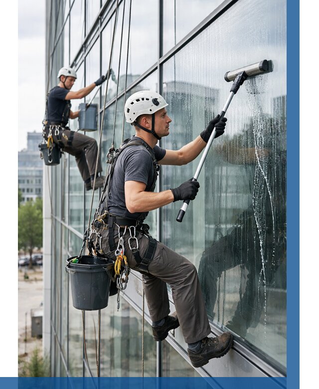Мойка витражей альпинистами в Краснокаменске от 715 р. под ключ|ВЫСОТНИК-Ксн