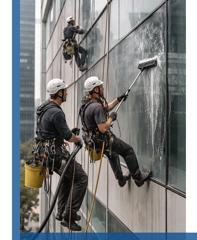 Профессиональная высотная мойка фасадов зданий в Краснокаменске
