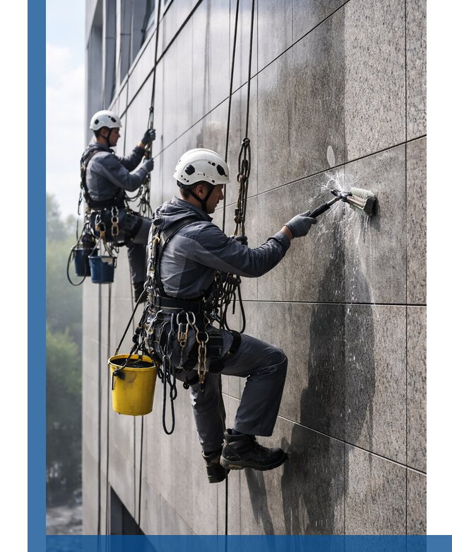 Профессиональная мойка фасада из керамогранита в Краснокаменске