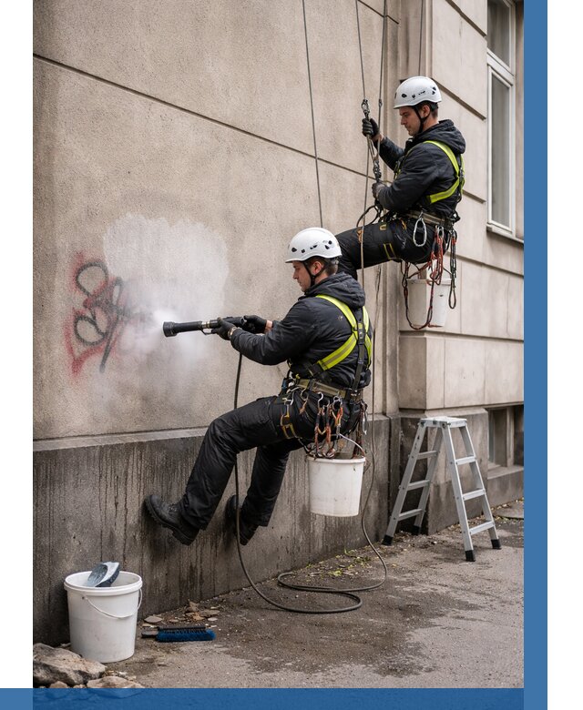 Удаление граффити с фасада в Краснокаменске от 4599 р. | ВЫСОТНИК-Ксн