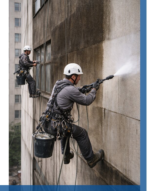 Очистка фасада от копоти в Краснокаменске от 256 р. | ВЫСОТНИК-Ксн