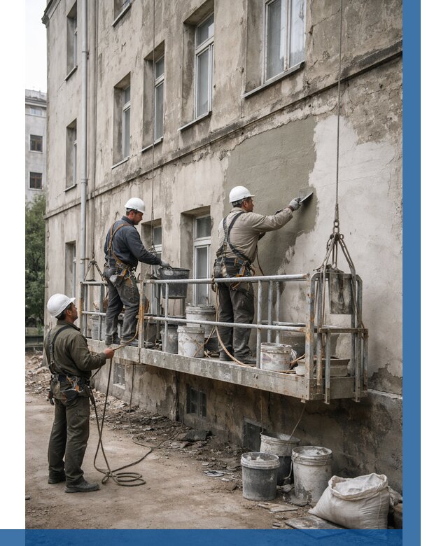 Капитальный ремонт фасада в Краснокаменске от 4293 р. | ВЫСОТНИК-Ксн