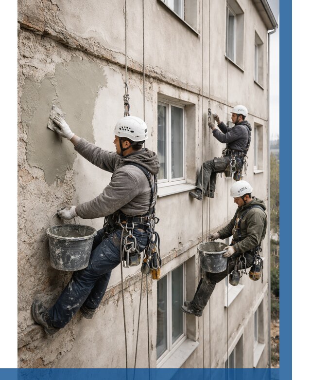 Ремонт штукатурного фасада в Краснокаменске от 767 р. под ключ | ВЫСОТНИК-Ксн