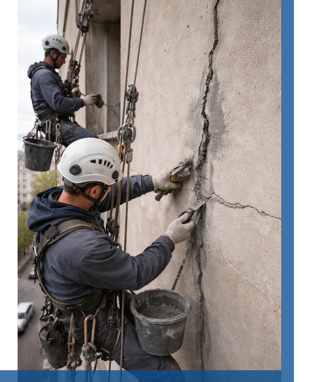 Заделка трещин на фасаде в Краснокаменске от 920 р. | ВЫСОТНИК-Ксн