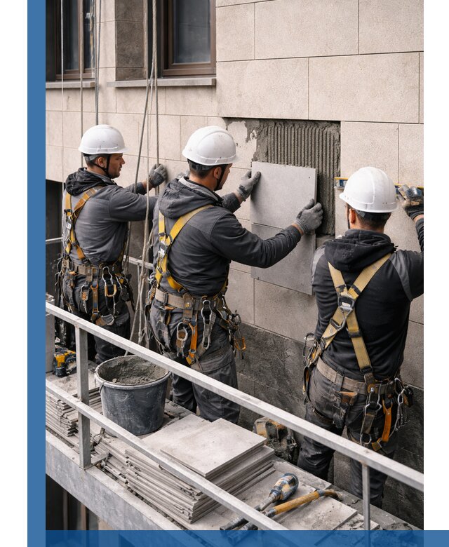 Ремонт облицовки фасада плиткой в Краснокаменске с гарантией