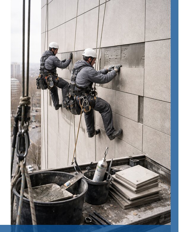 Ремонт фасада из керамогранита в Краснокаменске от 2555 р. | ВЫСОТНИК-Ксн