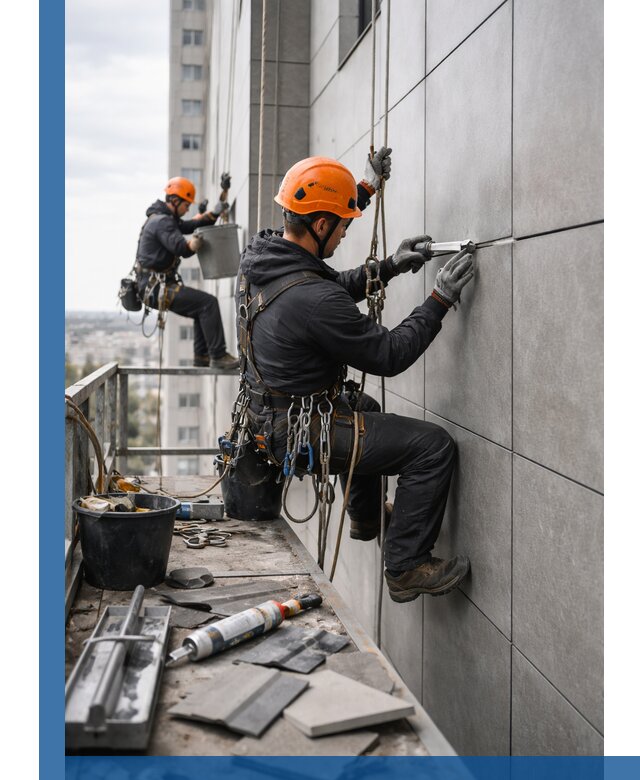 Профессиональный ремонт фасада из керамогранита в Краснокаменске