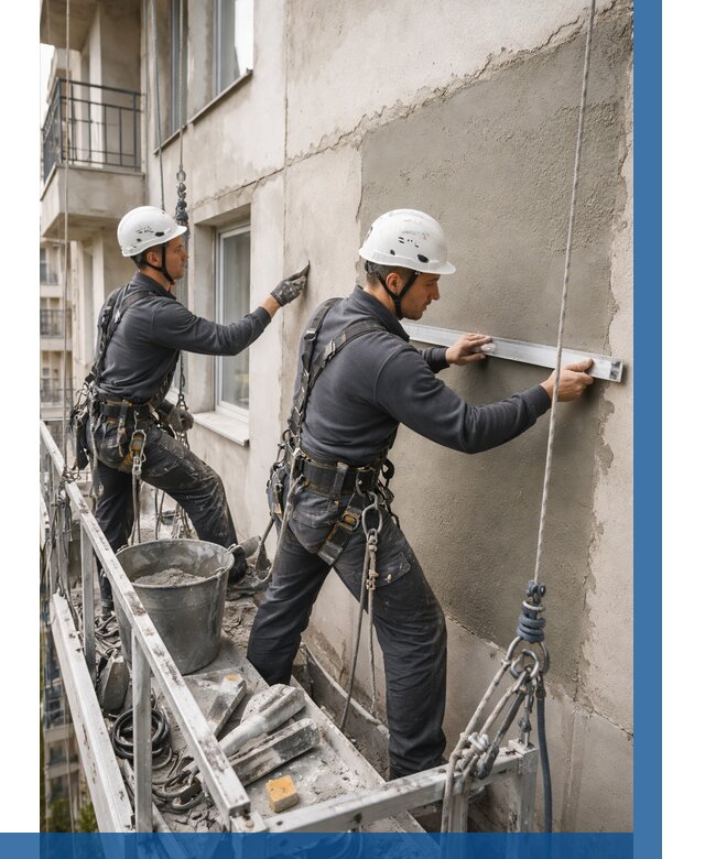 Штукатурка фасада на высоте в Краснокаменске от 920 р. | ВЫСОТНИК-Ксн