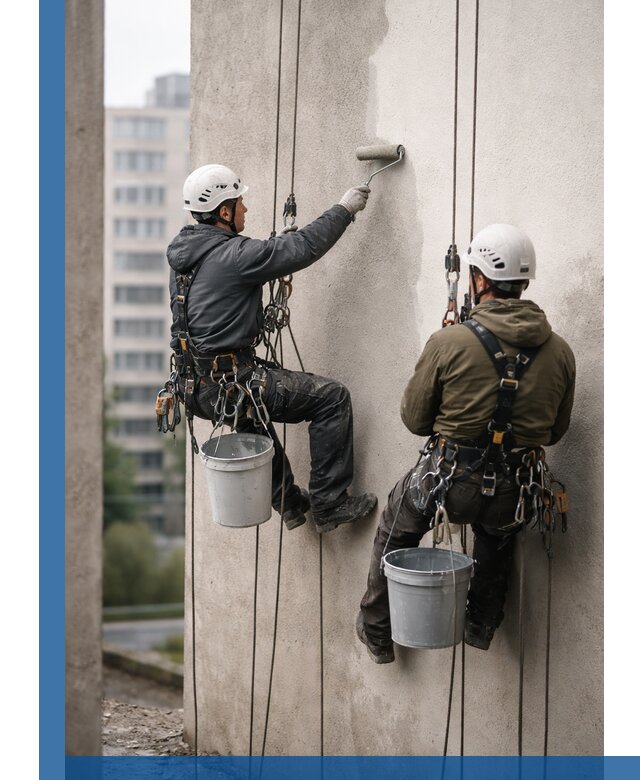 Покраска фасадов высотными альпинистами в Краснокаменске с гарантией