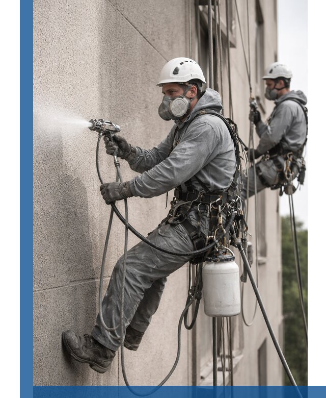 Безвоздушная покраска фасадов зданий в Краснокаменске профессионально