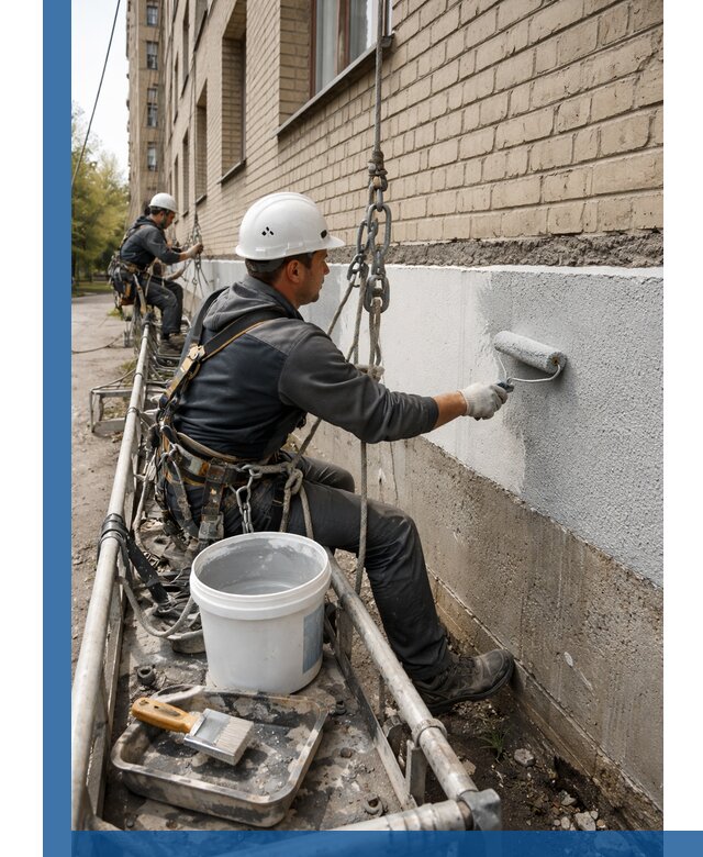 Окраска цоколя здания в Краснокаменске профессионально и надежно