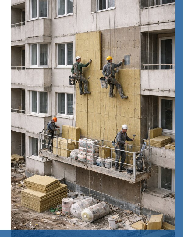 Утепление фасада минватой в Краснокаменске от 1533 р. | ВЫСОТНИК-Ксн