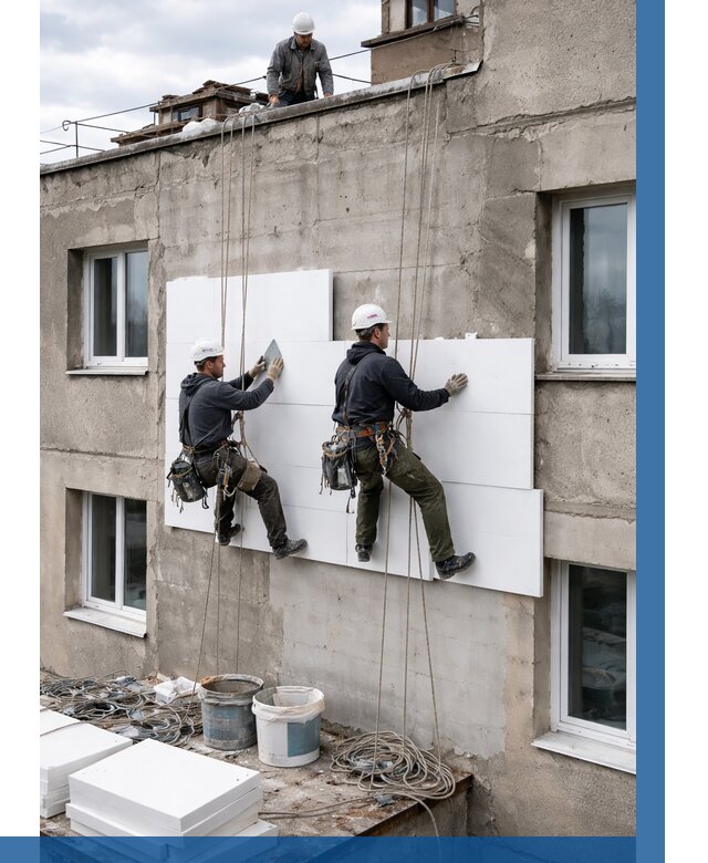 Утепление фасада пенополистиролом в Краснокаменске от 1840 р. | ВЫСОТНИК-Ксн