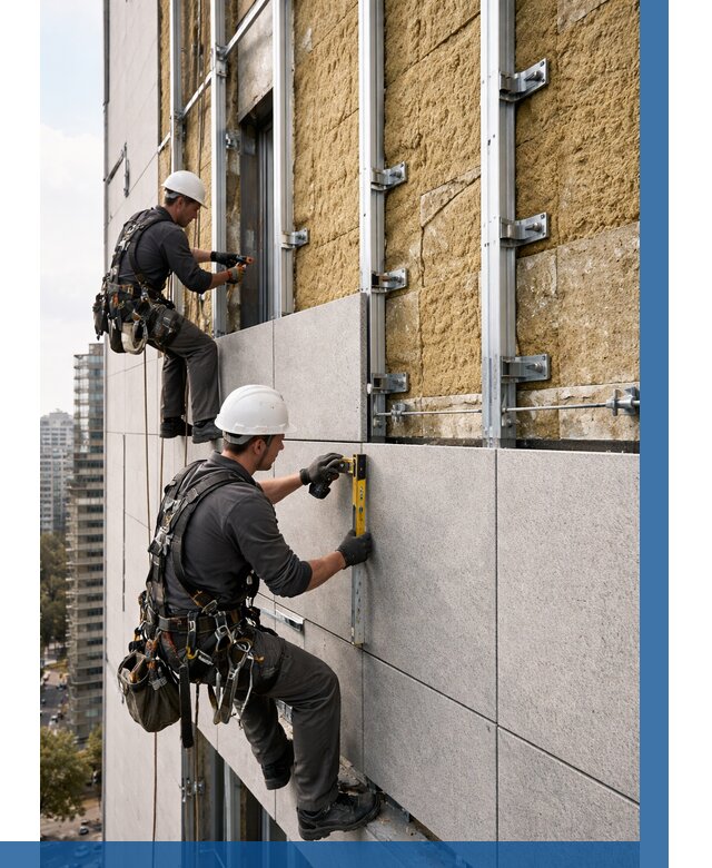 Монтаж вентилируемого фасада в Краснокаменске от 3577 р. | ВЫСОТНИК-Ксн