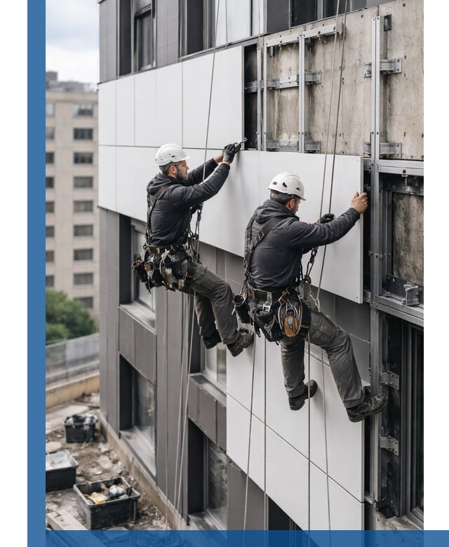 Монтаж композитных панелей фасада в Краснокаменске под ключ