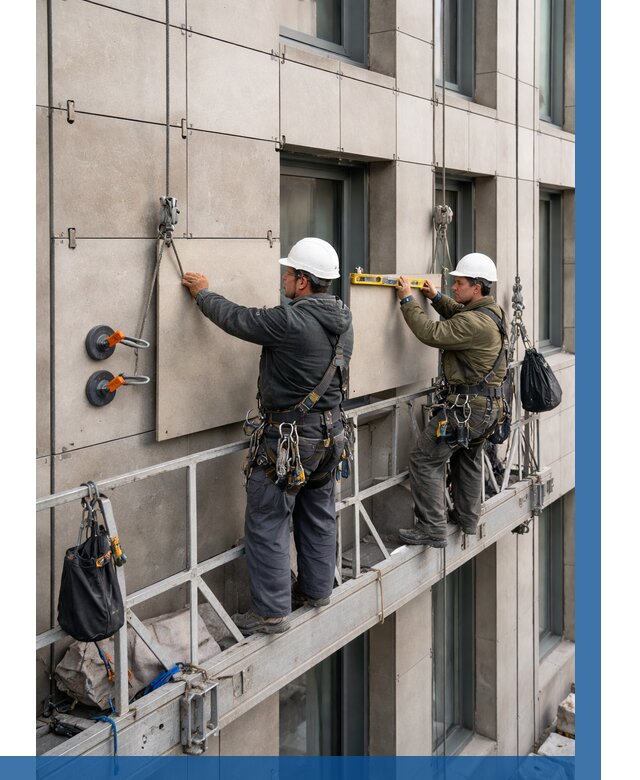 Монтаж керамогранита на фасад в Краснокаменске от 2555 р. | ВЫСОТНИК-Ксн