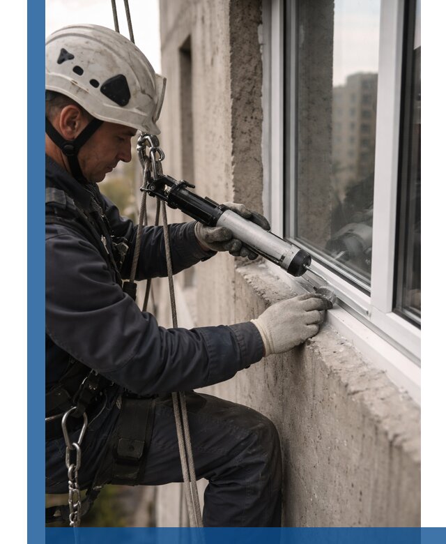 Герметизация оконных швов снаружи в Краснокаменске профессионально