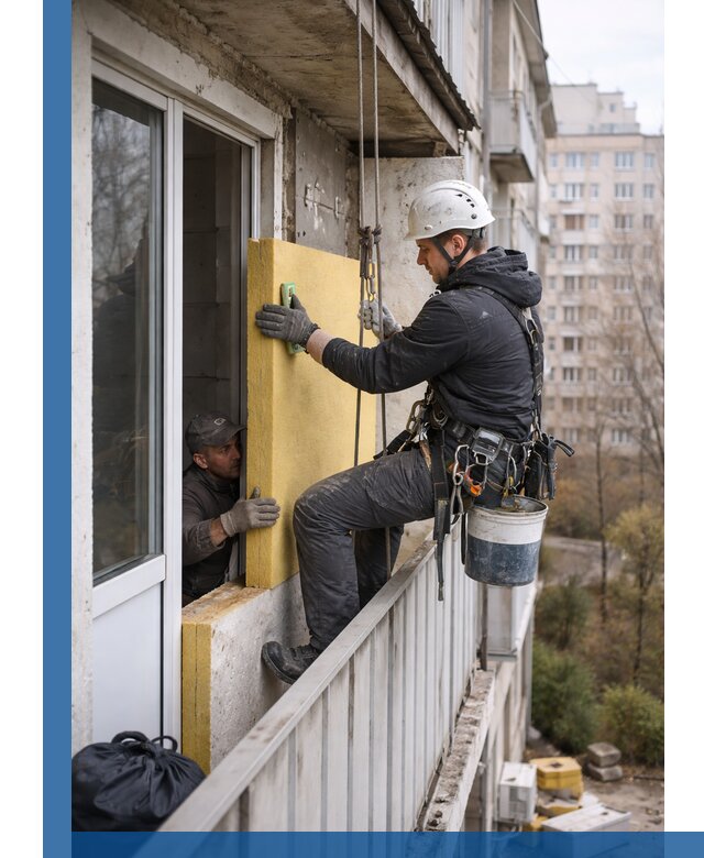 Профессиональное утепление балкона снаружи в Краснокаменске под ключ