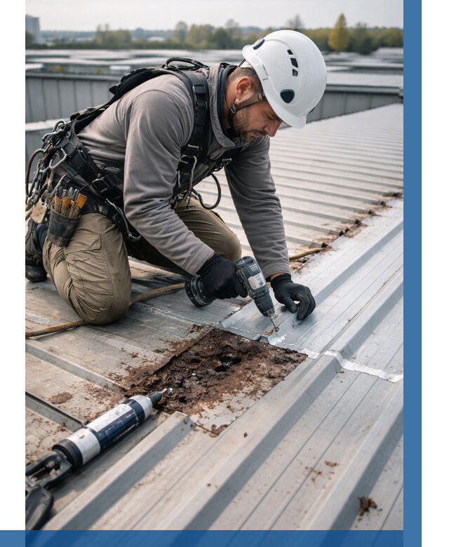 Ремонт профнастила на кровле в Краснокаменске от 715 р. | ВЫСОТНИК-Ксн