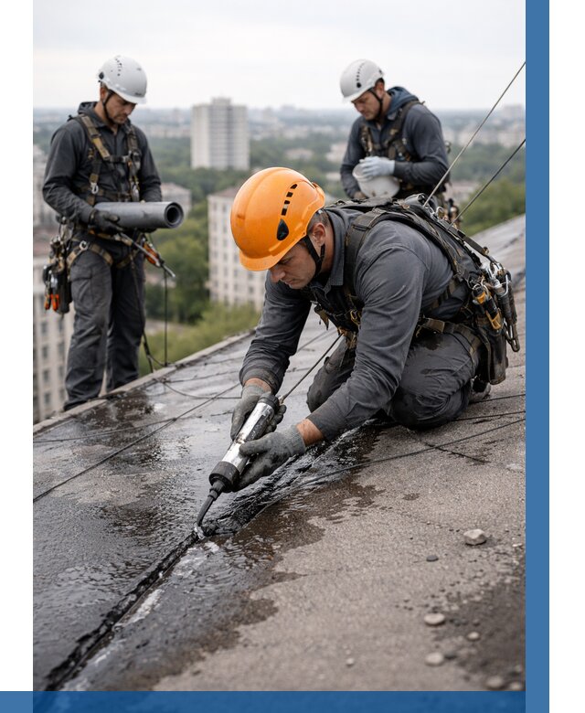 Устранение протечек кровли в Краснокаменске от 12265 р. | ВЫСОТНИК-Ксн