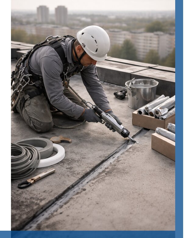 Герметизация швов кровли в Краснокаменске от 460 р./м2 | ВЫСОТНИК-Ксн