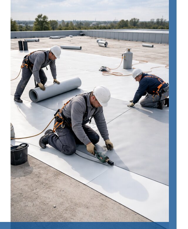 Монтаж мембранной кровли под ключ в Краснокаменске от 1227 р. | ВЫСОТНИК-Ксн