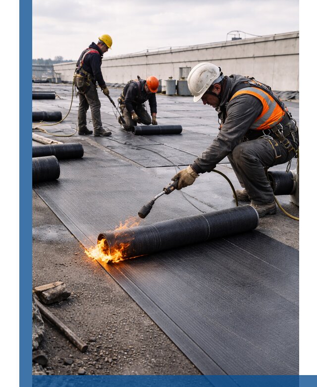Монтаж наплавляемой кровли в Краснокаменске профессионально