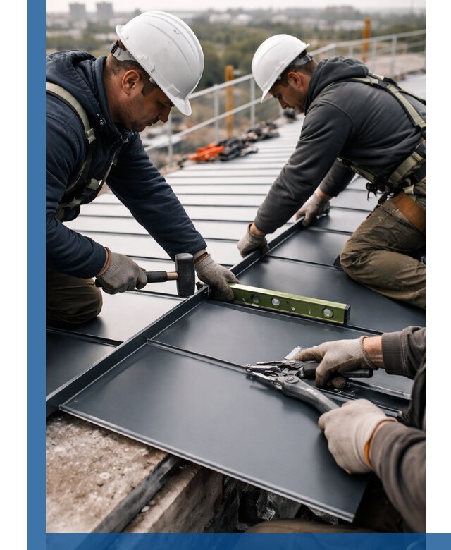 Монтаж фальцевой кровли в Краснокаменске для промышленных зданий