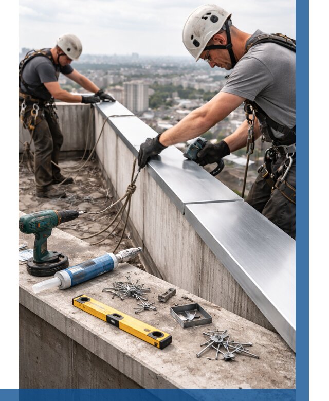 Монтаж парапетных крышек в Краснокаменске от 818 р. | ВЫСОТНИК-Ксн