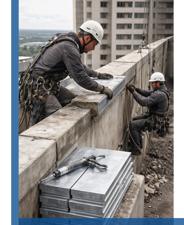 Замена парапетных крышек и установка новых в Краснокаменске