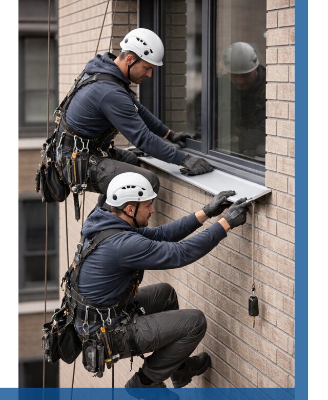 Монтаж оконных отливов под ключ в Краснокаменске от 3577 р. | ВЫСОТНИК-Ксн