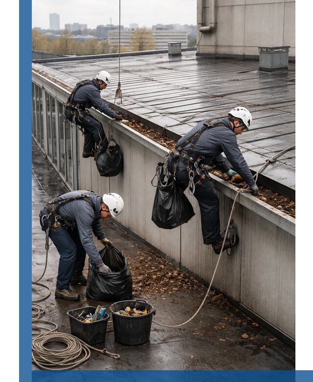 Очистка кровли по периметру в Краснокаменске силами промышленных альпинистов