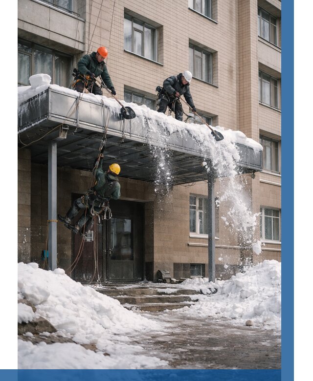 Очистка козырьков от снега в Краснокаменске от 3577 р. | ВЫСОТНИК-Ксн