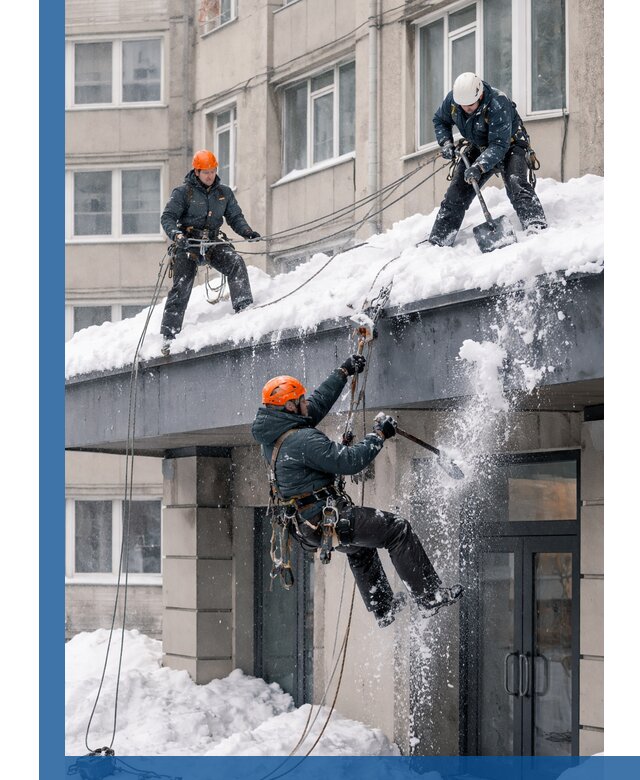 Безопасная очистка навесов от снега в Краснокаменске круглогодично