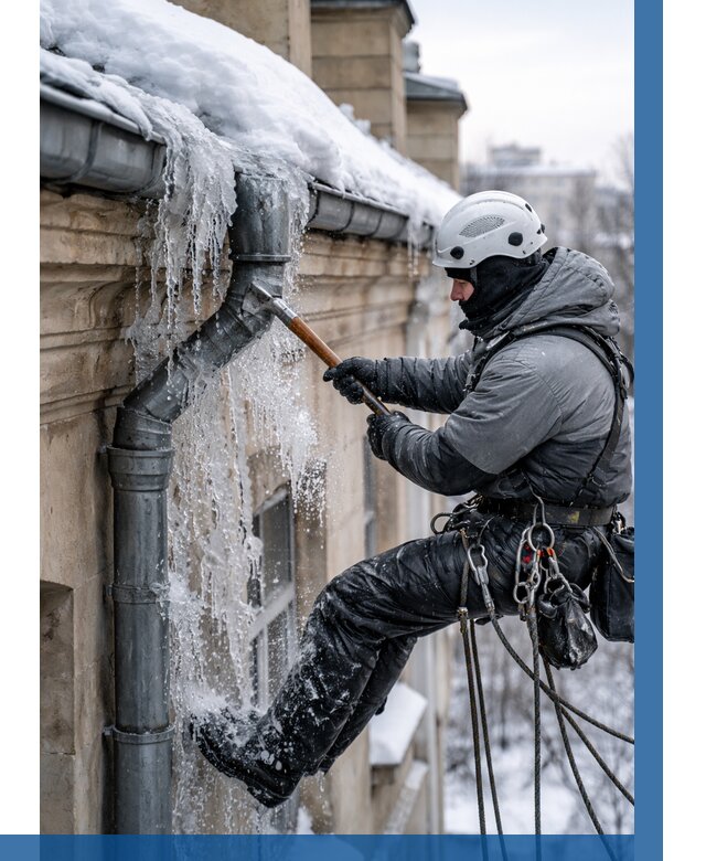 Очистка водостоков от льда в Краснокаменске от 3577 р. | ВЫСОТНИК-Ксн