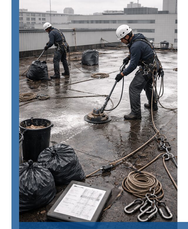 Плановая очистка кровли по графику в Краснокаменске для безопасности