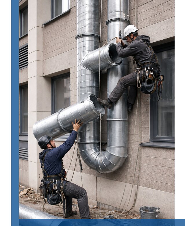 Монтаж фасадных воздуховодов в Краснокаменске с герметизацией и крепежом