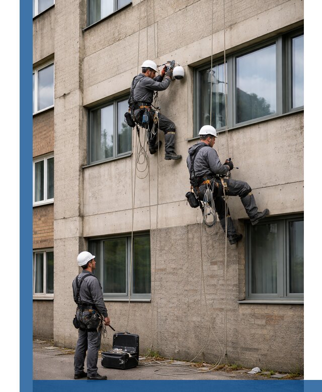Монтаж фасадных камер видеонаблюдения в Краснокаменске под ключ