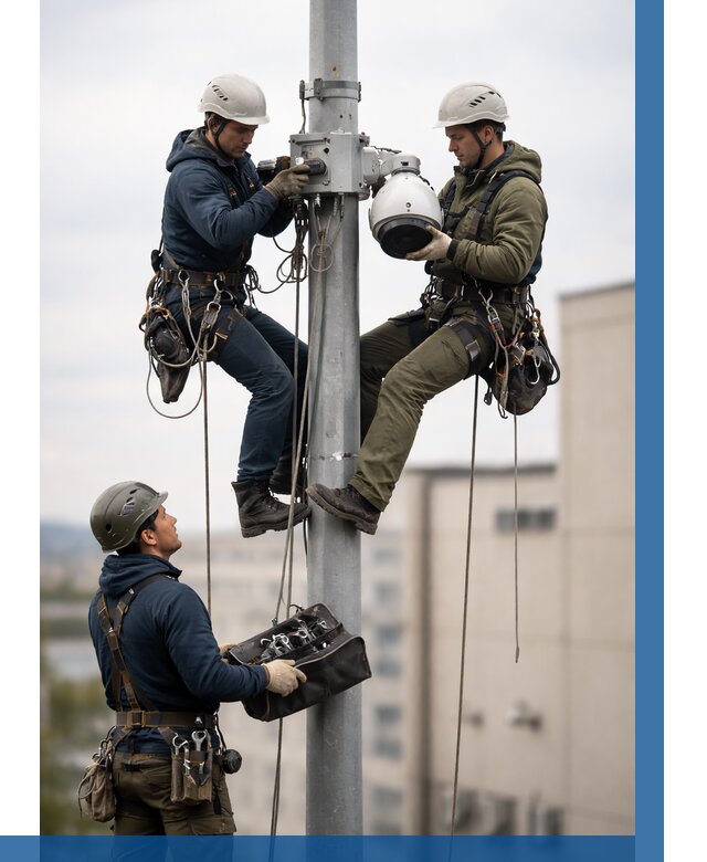 Установка видеокамер на мачте в Краснокаменске от 8688 р. | ВЫСОТНИК-Ксн