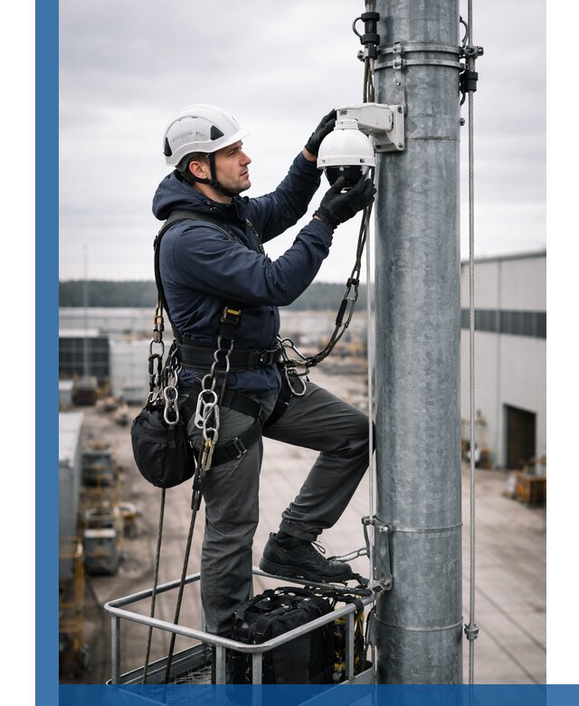 Профессиональная установка видеокамер на мачте в Краснокаменске