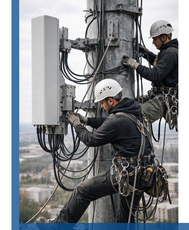 Монтаж оборудования связи на мачте в Краснокаменске с пусконаладкой