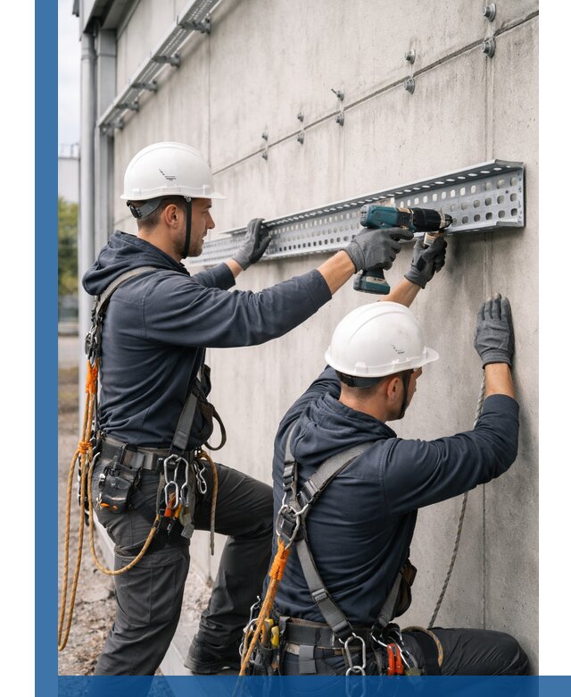 Монтаж кабельных лотков на фасаде зданий в Краснокаменске с гарантией