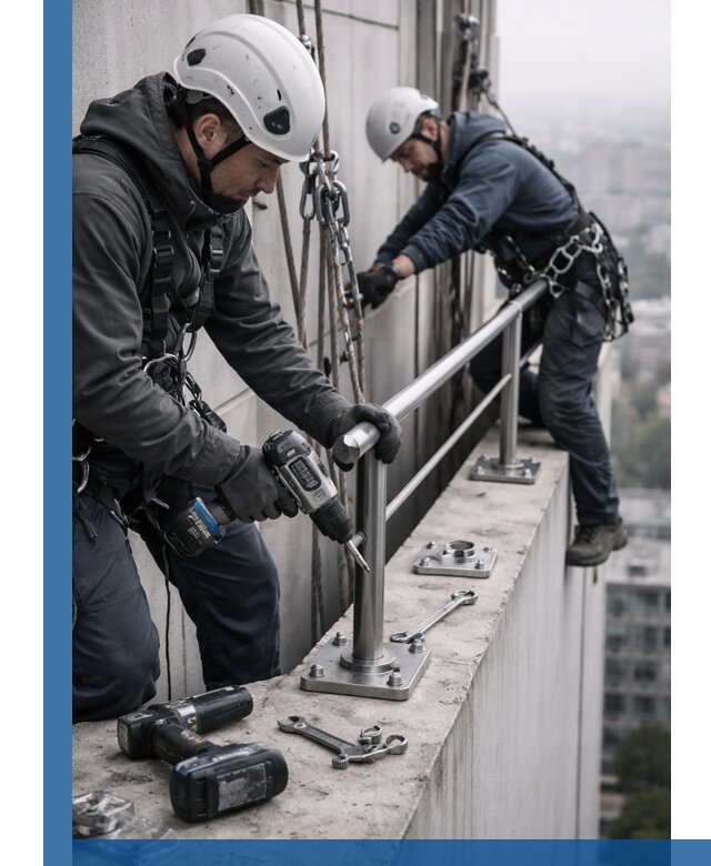 Монтаж перил на высоте в Краснокаменске для жилых и промобъектов