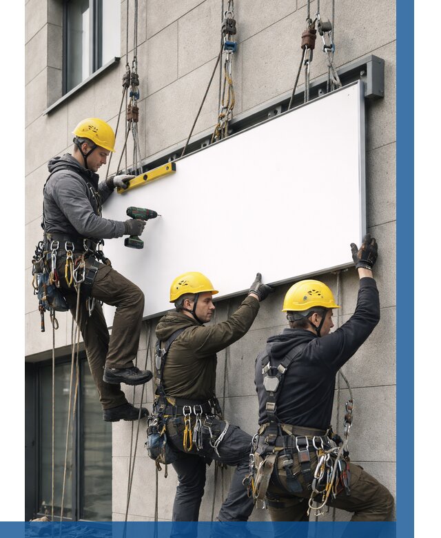 Монтаж рекламной вывески в Краснокаменске от 8177 р. | ВЫСОТНИК-Ксн