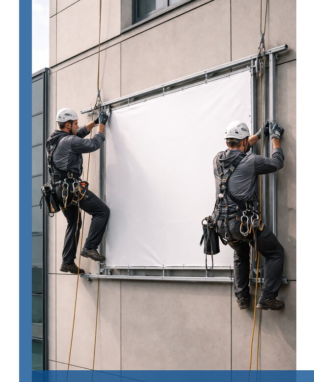 Монтаж наружной рекламной вывески в Краснокаменске под ключ