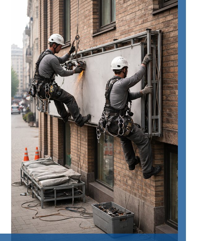 Демонтаж рекламной вывески в Краснокаменске от 6644 р. | ВЫСОТНИК-Ксн