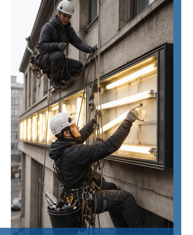 Замена ламп в вывеске в Краснокаменске под ключ от 3577 р. | ВЫСОТНИК-Ксн