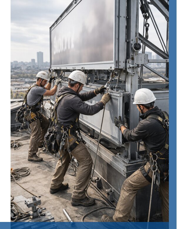 Монтаж крышной рекламной конструкции в Краснокаменске от 61326 р.|ВЫСОТНИК-Ксн