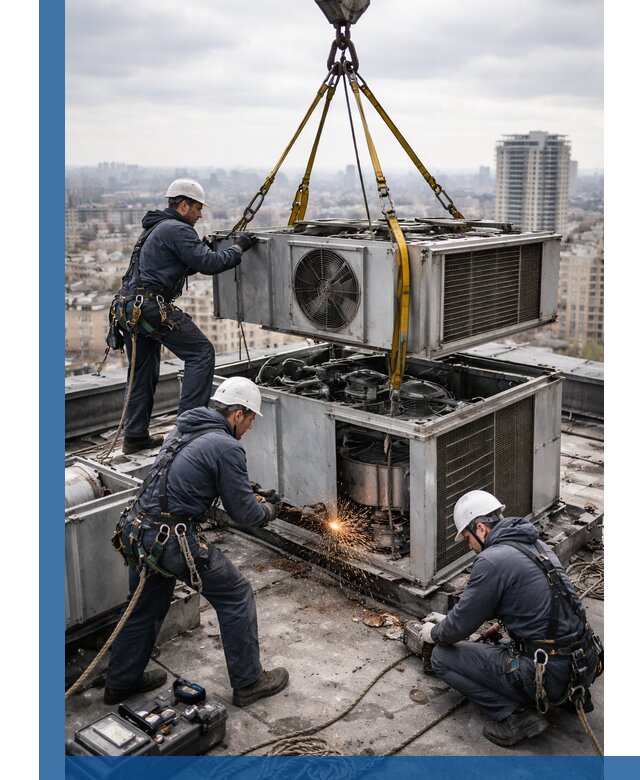 Демонтаж крышной установки в Краснокаменске любой сложности