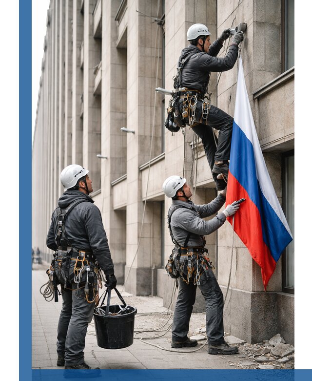 Профессиональная установка флагов на фасаде в Краснокаменске